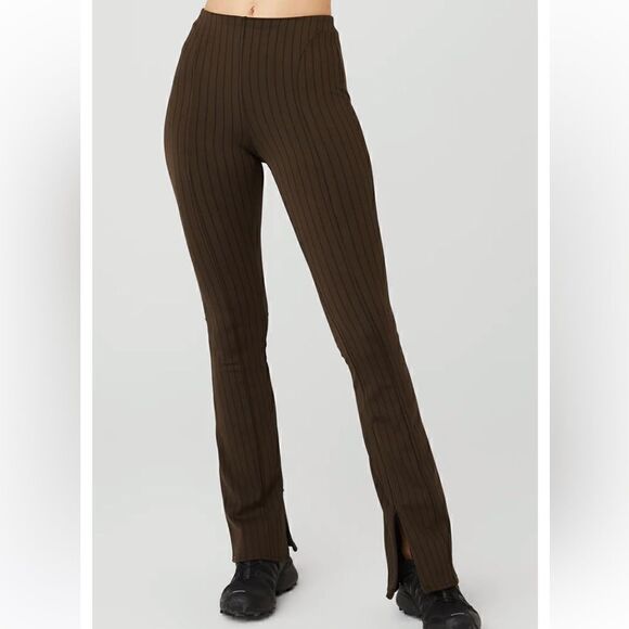 ALO Yoga Pants - ALO HIGH-WAIST PINSTRIPE ZIP IT FLARE LEGGING